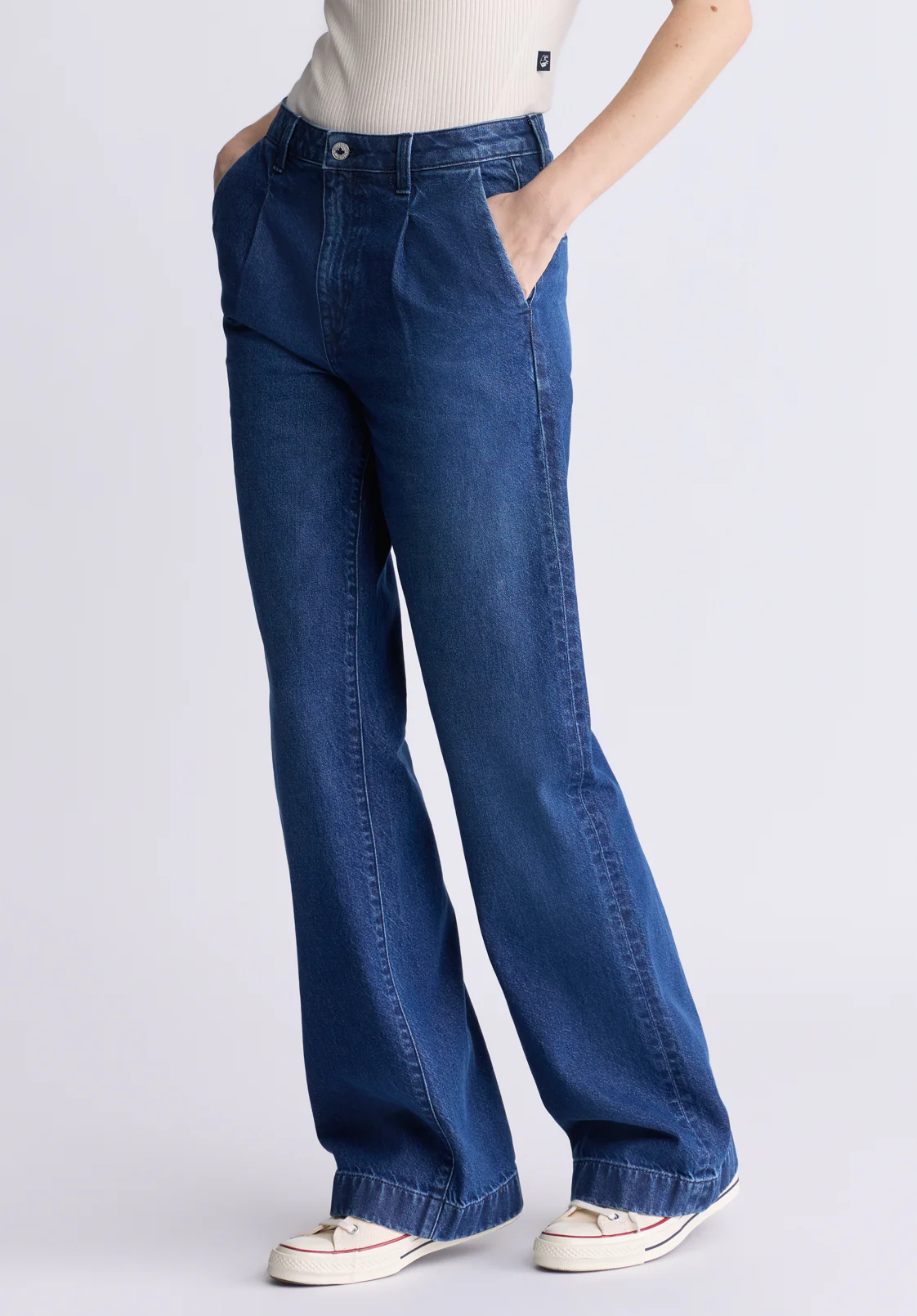 Addie Women's High Rise Wide Leg Jeans, Indigo Contrast - BL16002 - Image 5