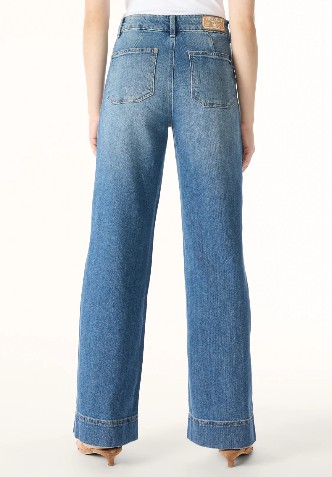 Addie Women's High Rise Wide Leg Jeans, Authentic Worn - BL16064 - Image 4