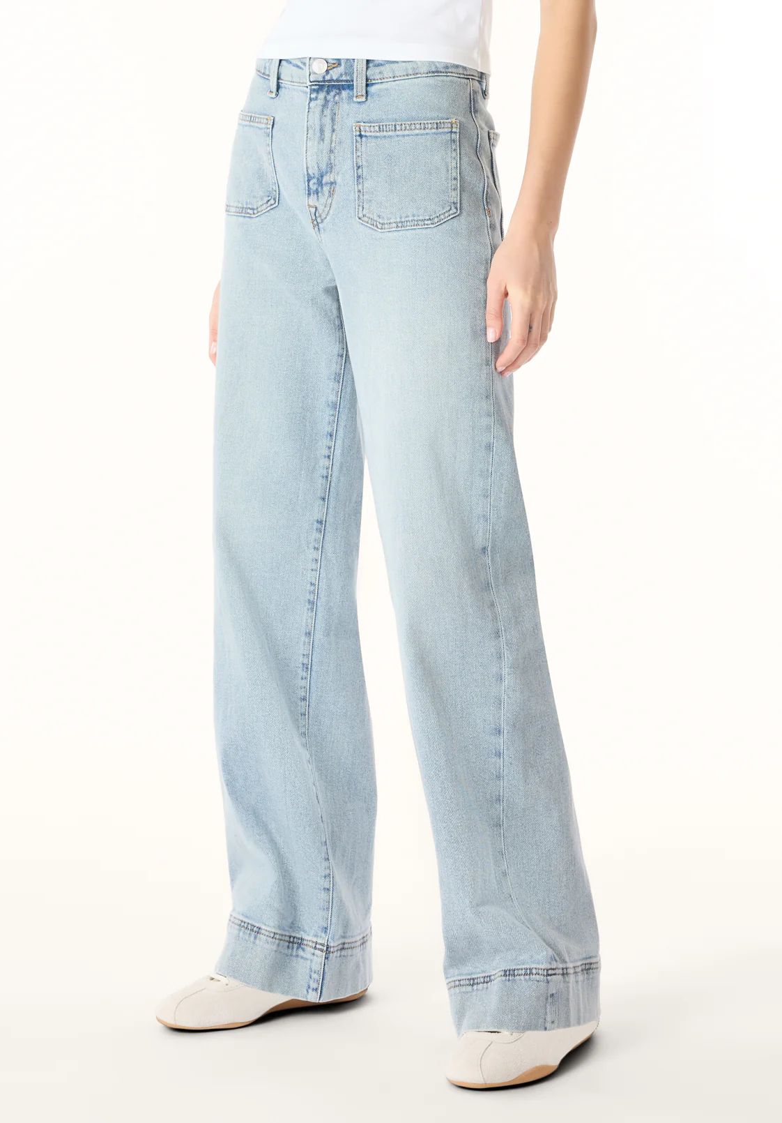 Addie Women's High Rise Wide Leg Jeans, Bleached - BL16065 - Image 3