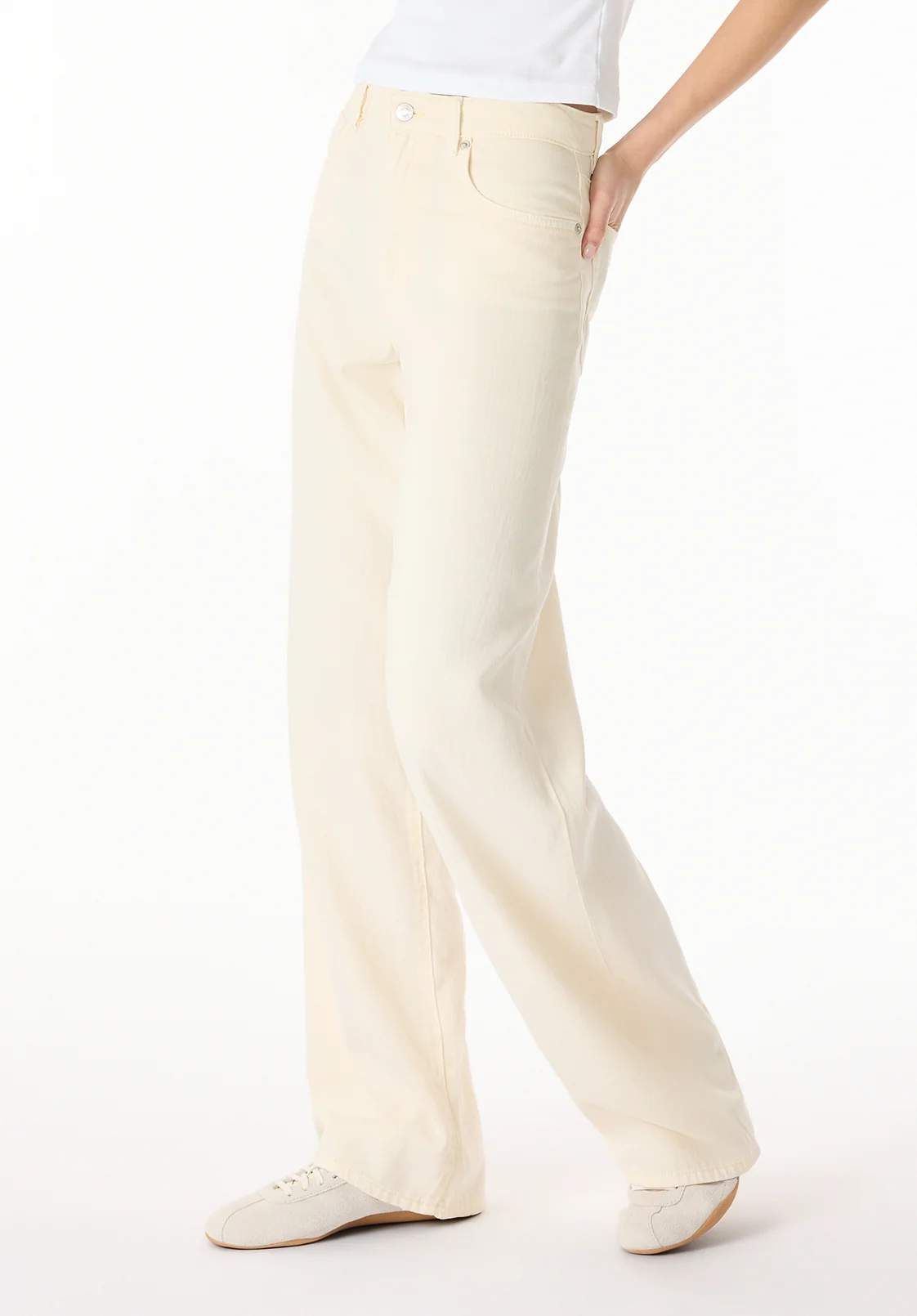 Addie Women's High Rise Wide Leg Pants, Vanilla Ice - BL16083 - Image 3