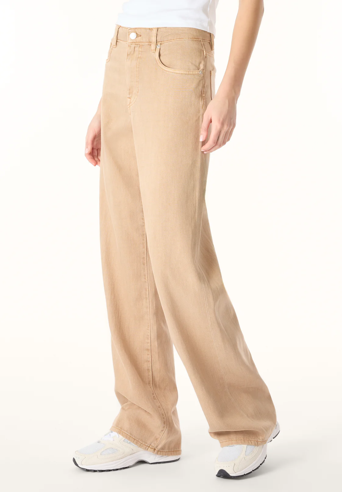 Addie Women's High Rise Wide Leg Pants, Almond Beige - BL16083 - Image 3