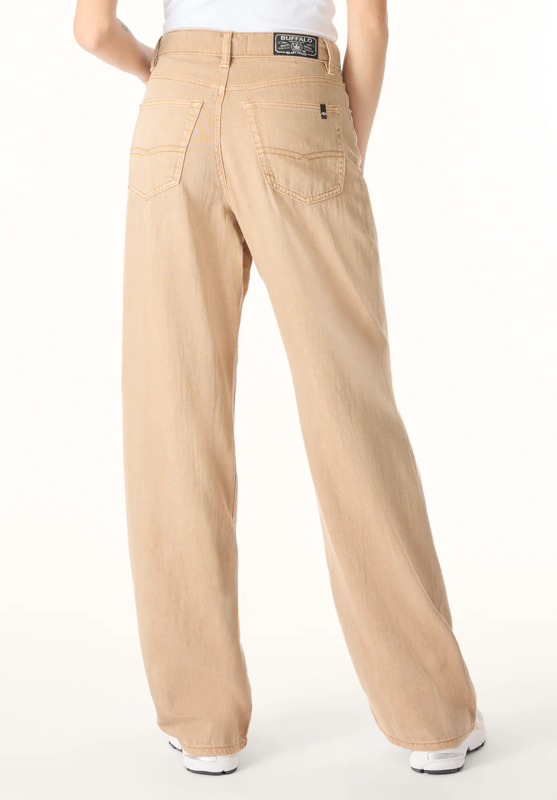 Addie Women's High Rise Wide Leg Pants, Almond Beige - BL16083 - Image 4