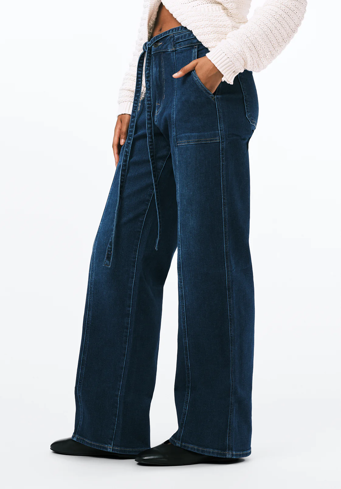 Addie Women's High Rise Wide Leg Jeans, Indigo Worn - BL16133 - Image 3