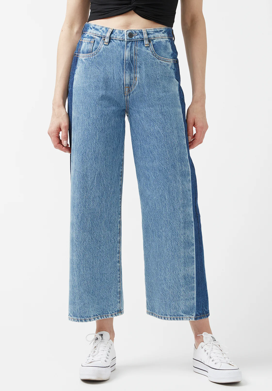 Addisson Women's High Rise Wide Leg Cropped Jeans, Shadow Wash - BL15896