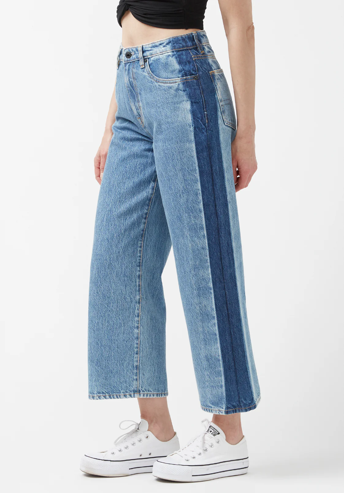 Addisson Women's High Rise Wide Leg Cropped Jeans, Shadow Wash - BL15896 - Image 3