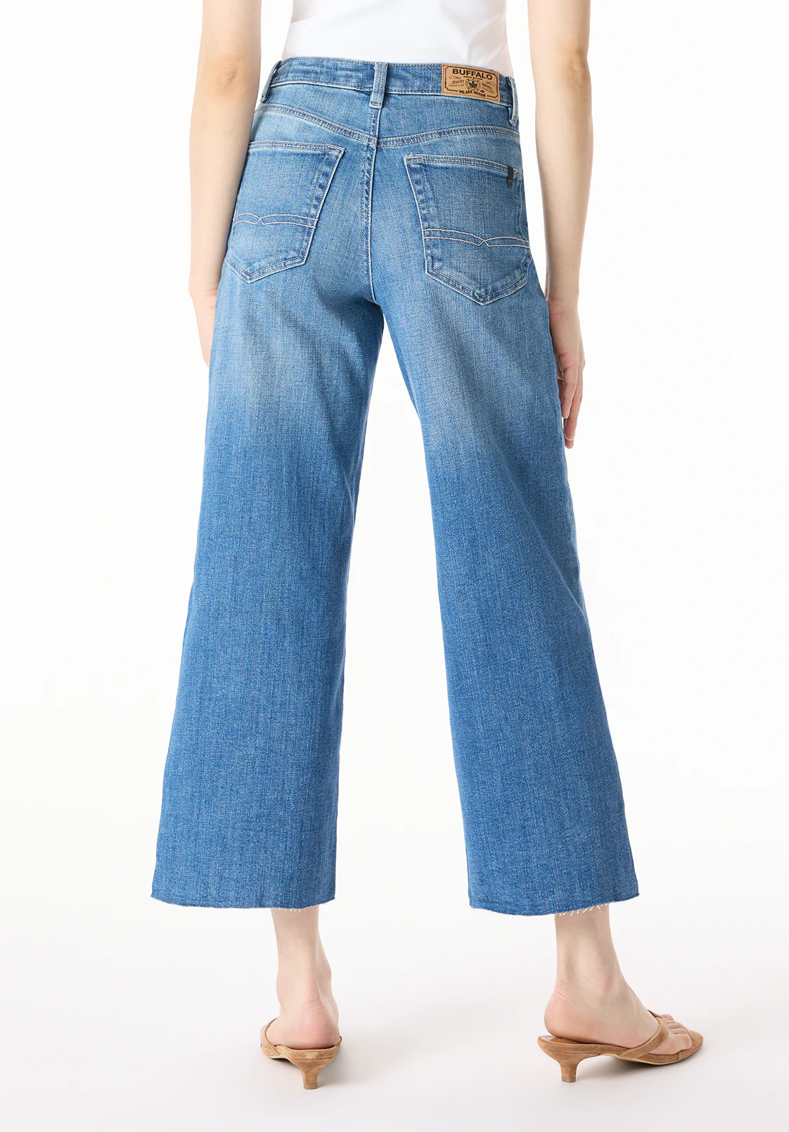 Addisson Women's High Rise Wide Leg Cropped Jeans, Indigo Sanded - BL16069 - Image 4