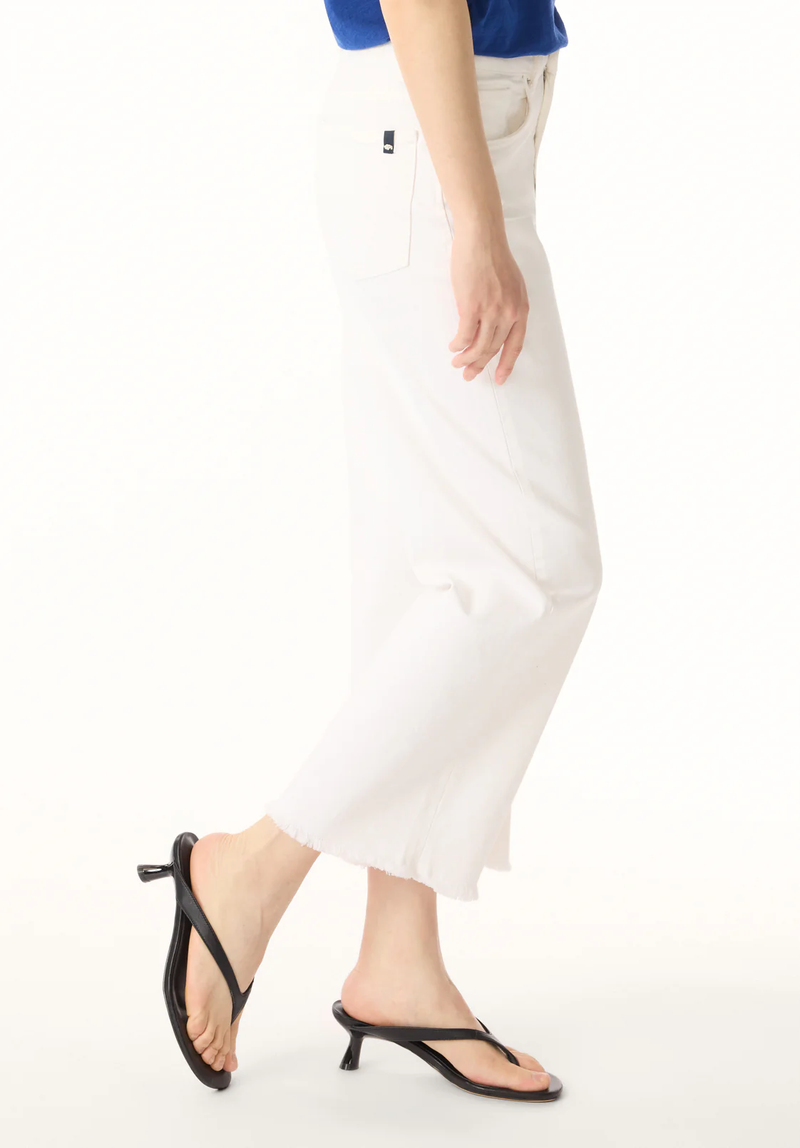 Addisson Women's High Rise Wide Leg Cropped Jeans, White - BL16087 - Image 3