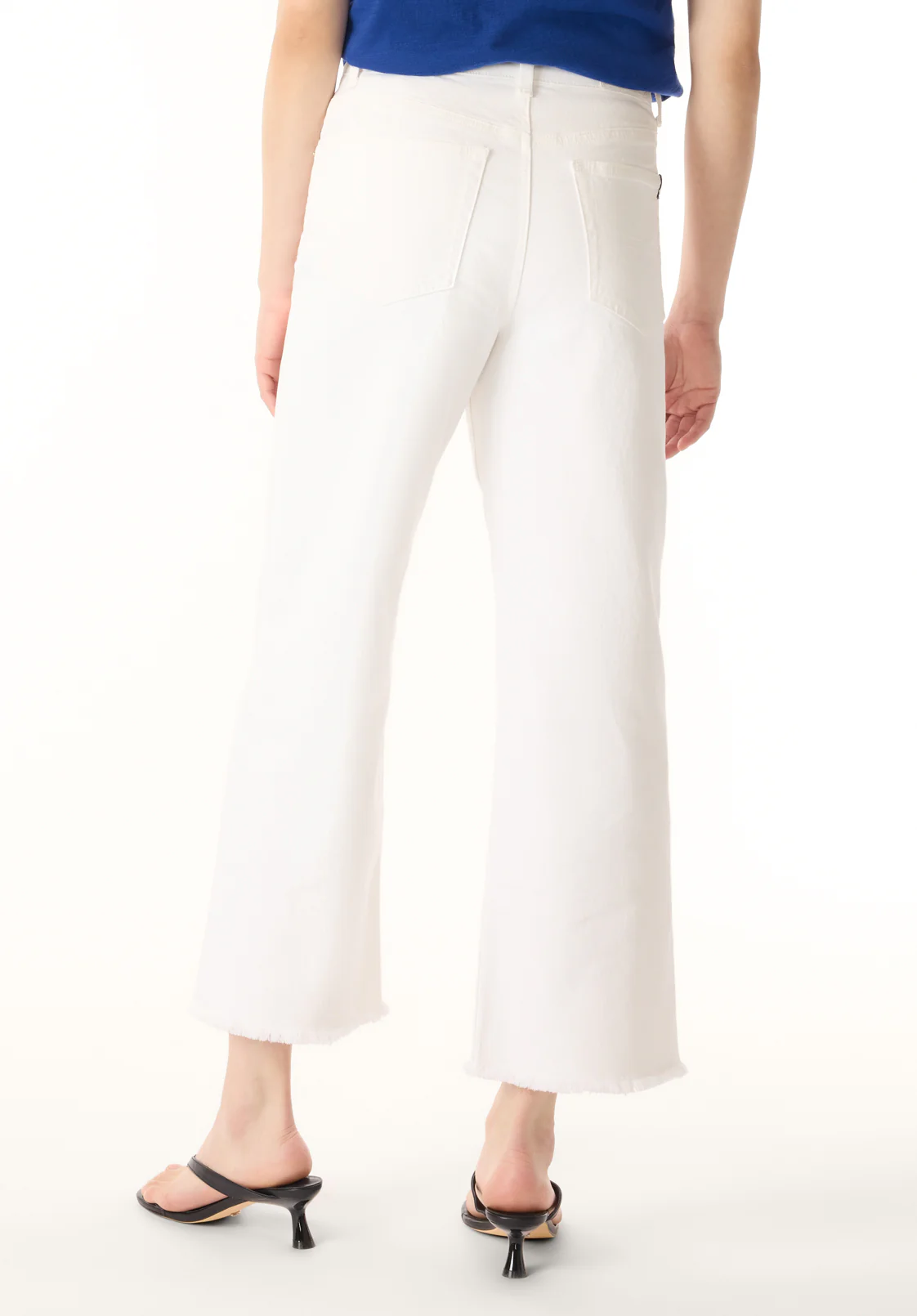 Addisson Women's High Rise Wide Leg Cropped Jeans, White - BL16087 - Image 4