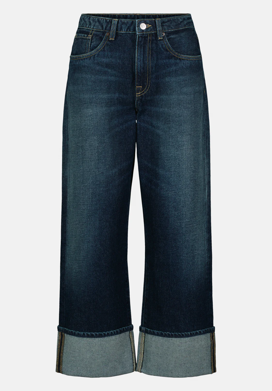 Addisson Women's High Rise Wide Leg Cropped Jeans, Dark Contrast - BL16106 - Image 5