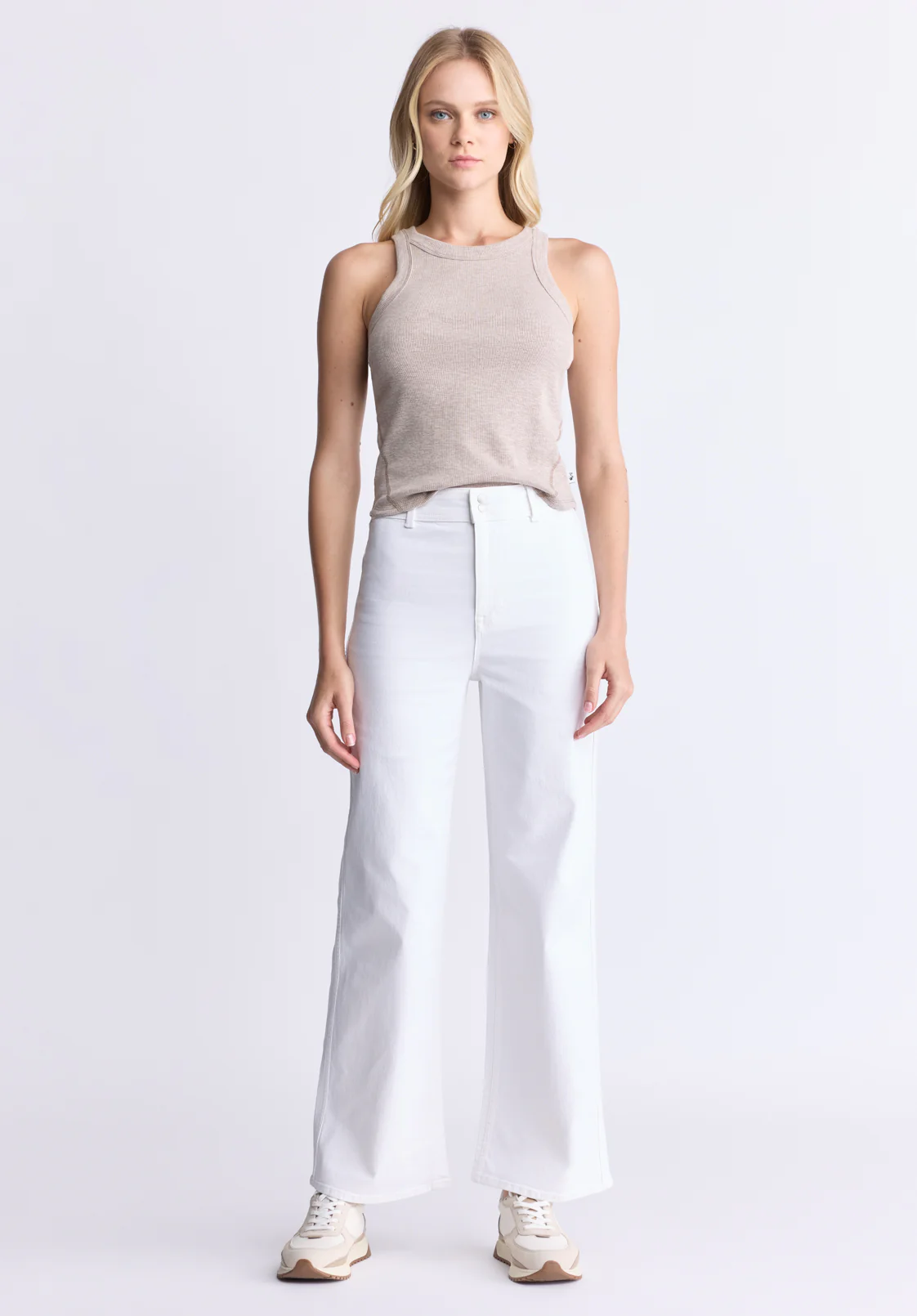 Adele Women's High Rise Wide Leg Jeans, White - BL16012