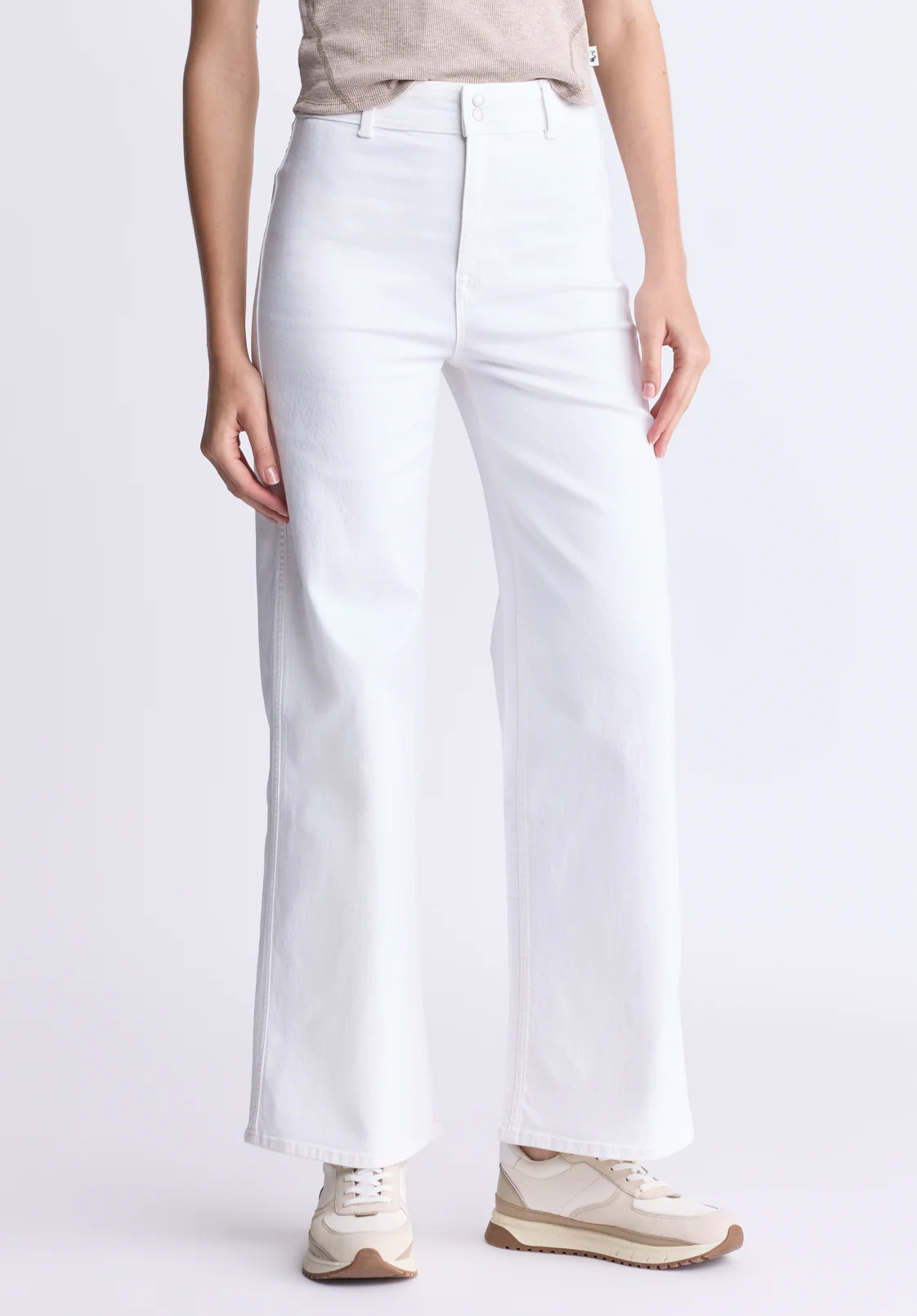 Adele Women's High Rise Wide Leg Jeans, White - BL16012 - Image 2