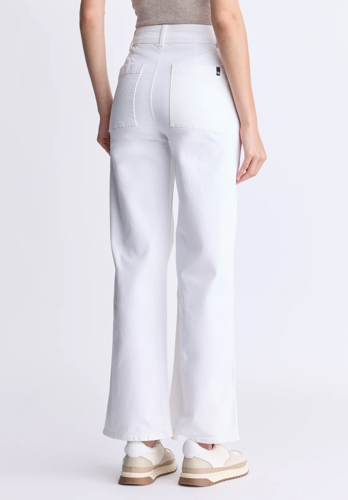 Adele Women's High Rise Wide Leg Jeans, White - BL16012 - Image 3