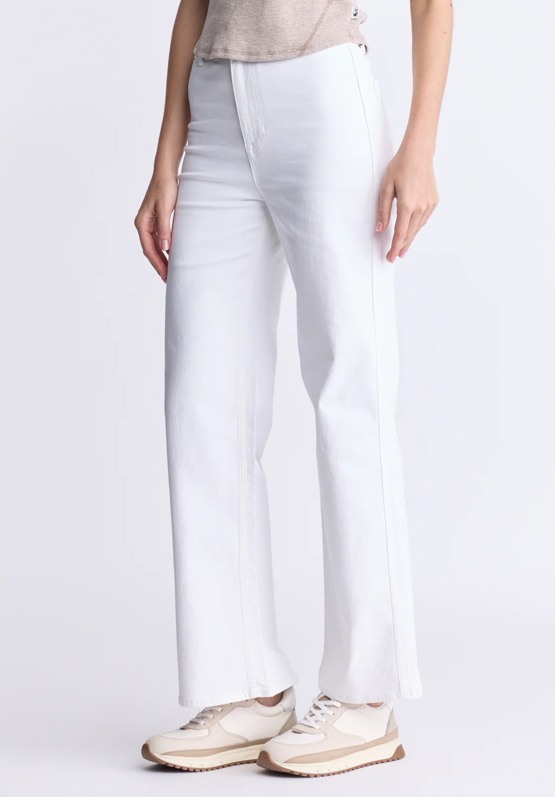 Adele Women's High Rise Wide Leg Jeans, White - BL16012 - Image 4