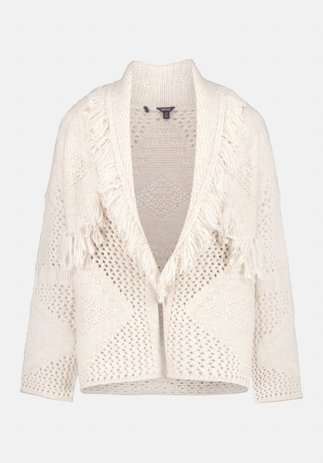 Agatha Women's Fringe Open-Knit Cardigan, Oatmeal - SW0154 - Image 5