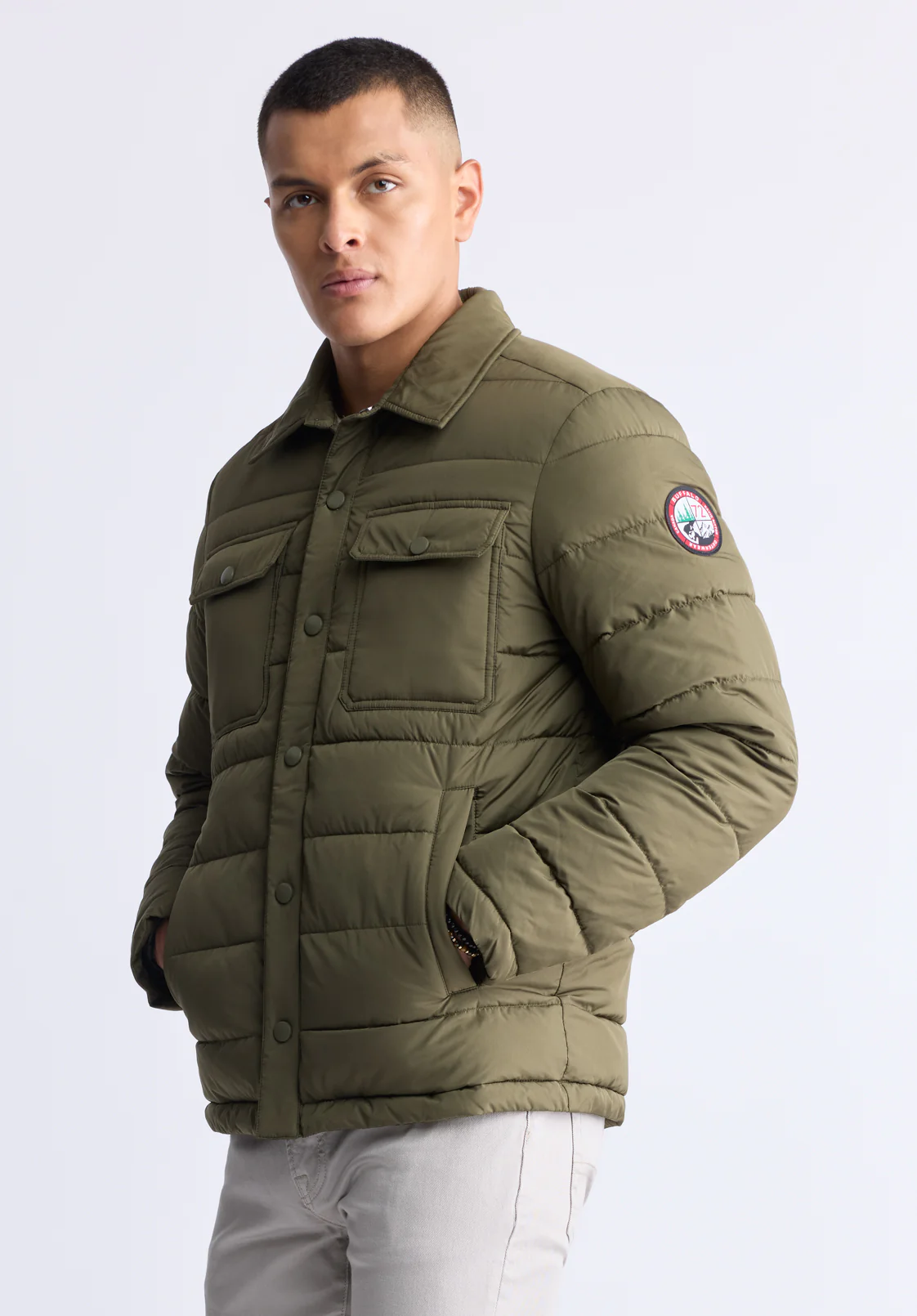 Aiden Men's Quilted Button-Front Jacket, Verde - OBMFJ001 - Image 2