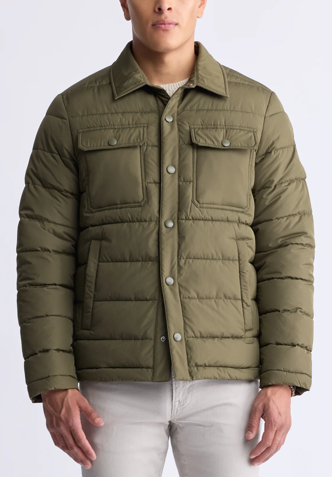 Aiden Men's Quilted Button-Front Jacket, Verde - OBMFJ001 - Image 6