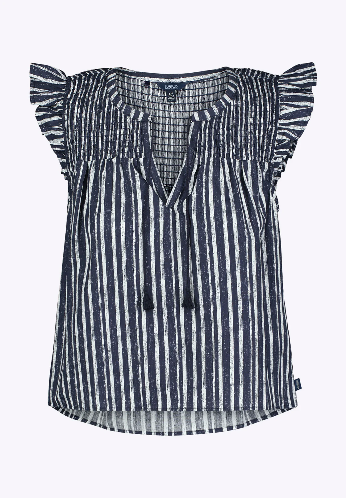 Alda Women's Flutter Sleeve Striped Blouse, Mood Indigo - WT0157P - Image 5