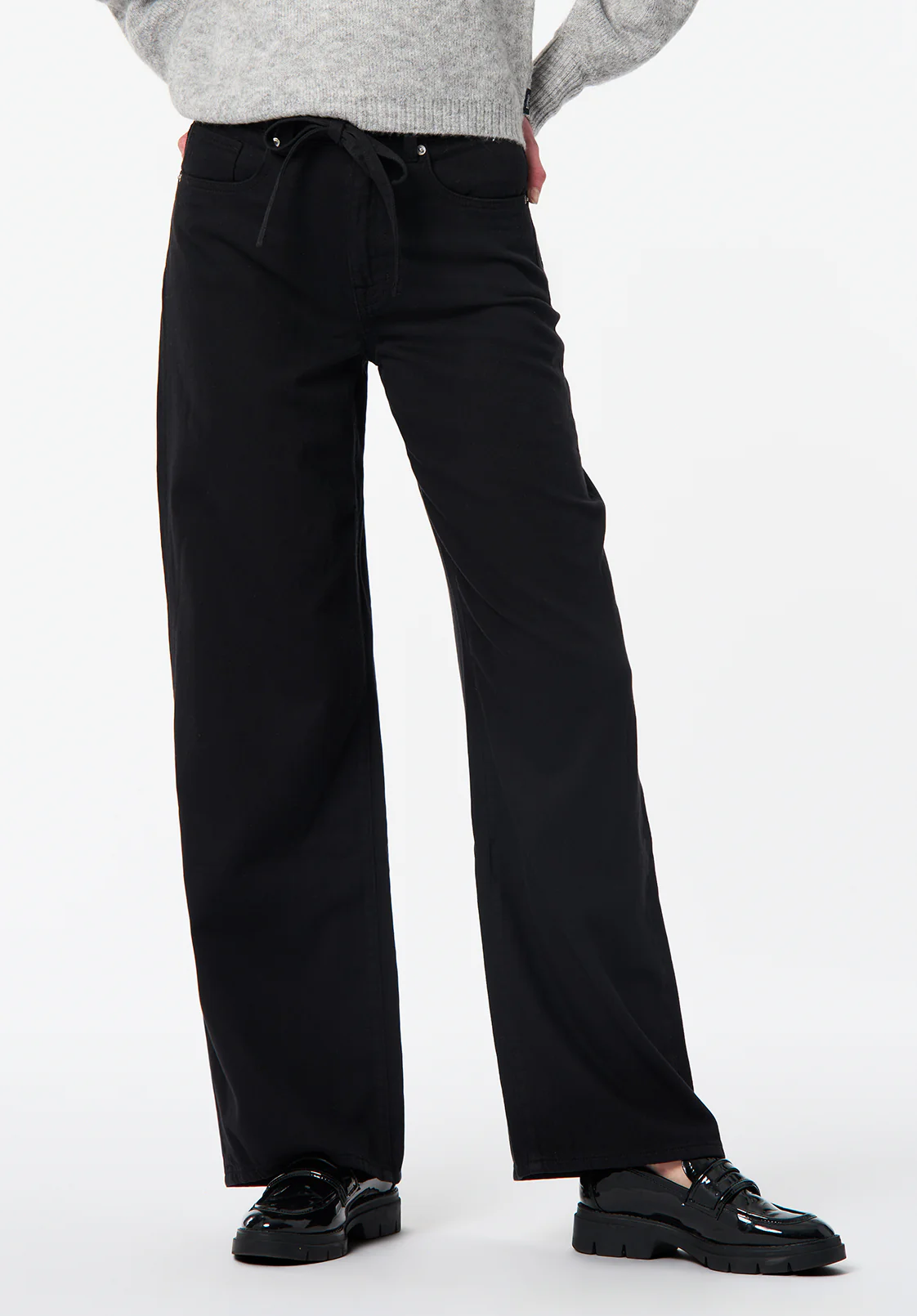 Alecia Women's High Rise Wide Leg Jeans, Black - BL16136 - Image 2