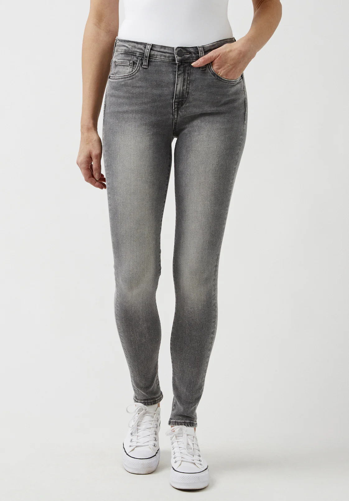 Alexa Women's Mid Rise Skinny Jeans, Light Carbon - BL15671