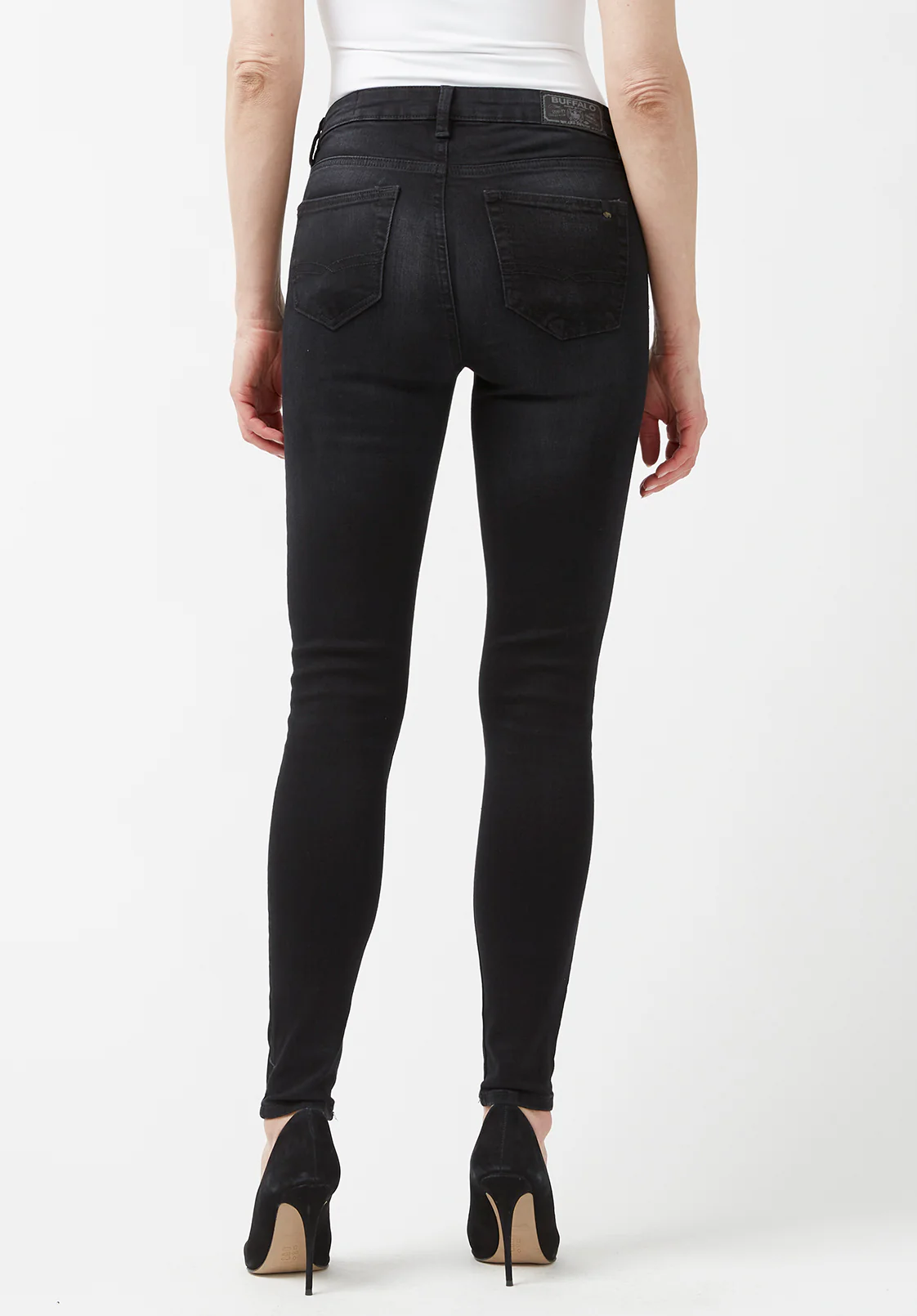 Alexa Women's Mid Rise Skinny Jeans, Faded Black- BL15843 - Image 2