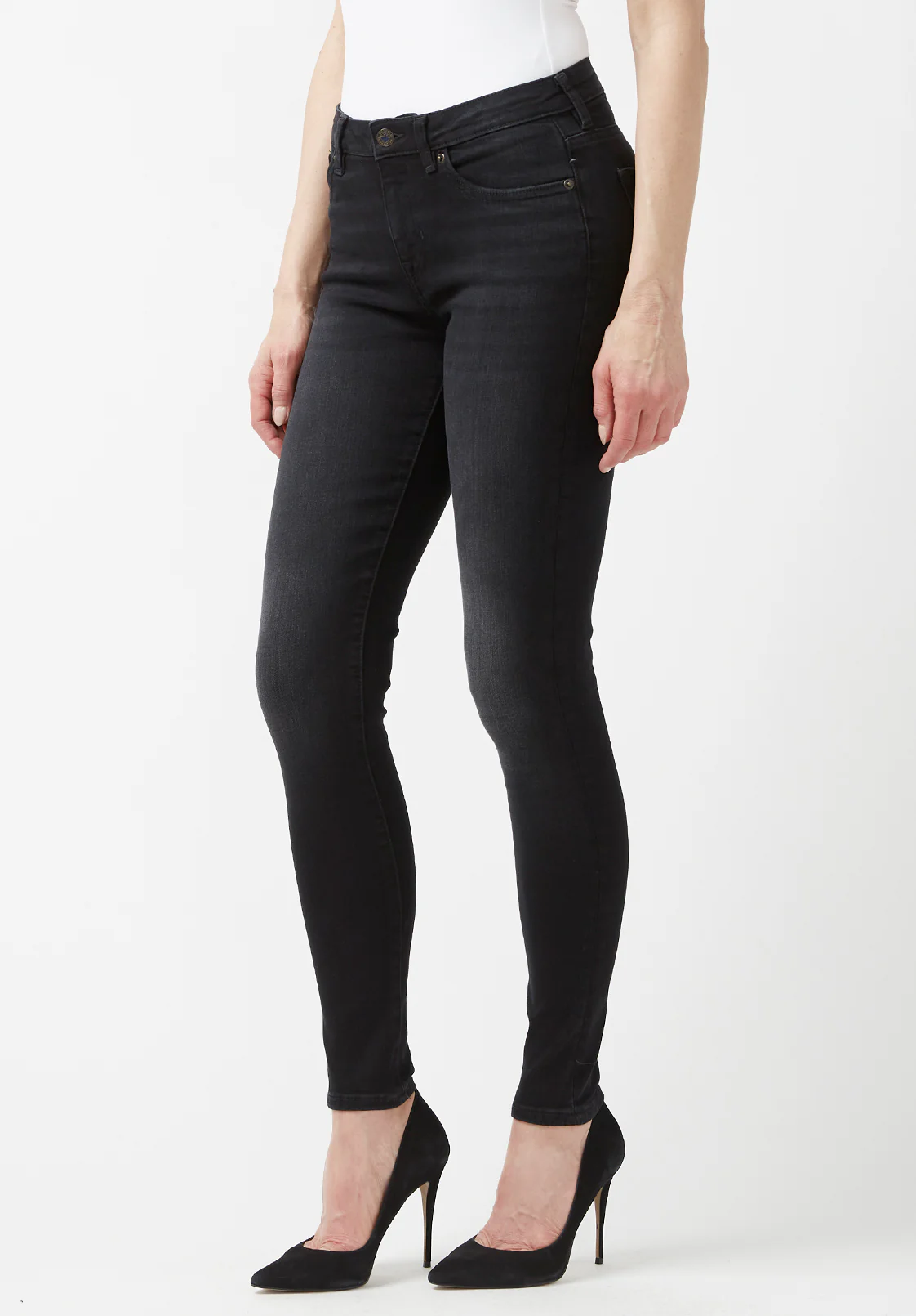 Alexa Women's Mid Rise Skinny Jeans, Faded Black- BL15843 - Image 3