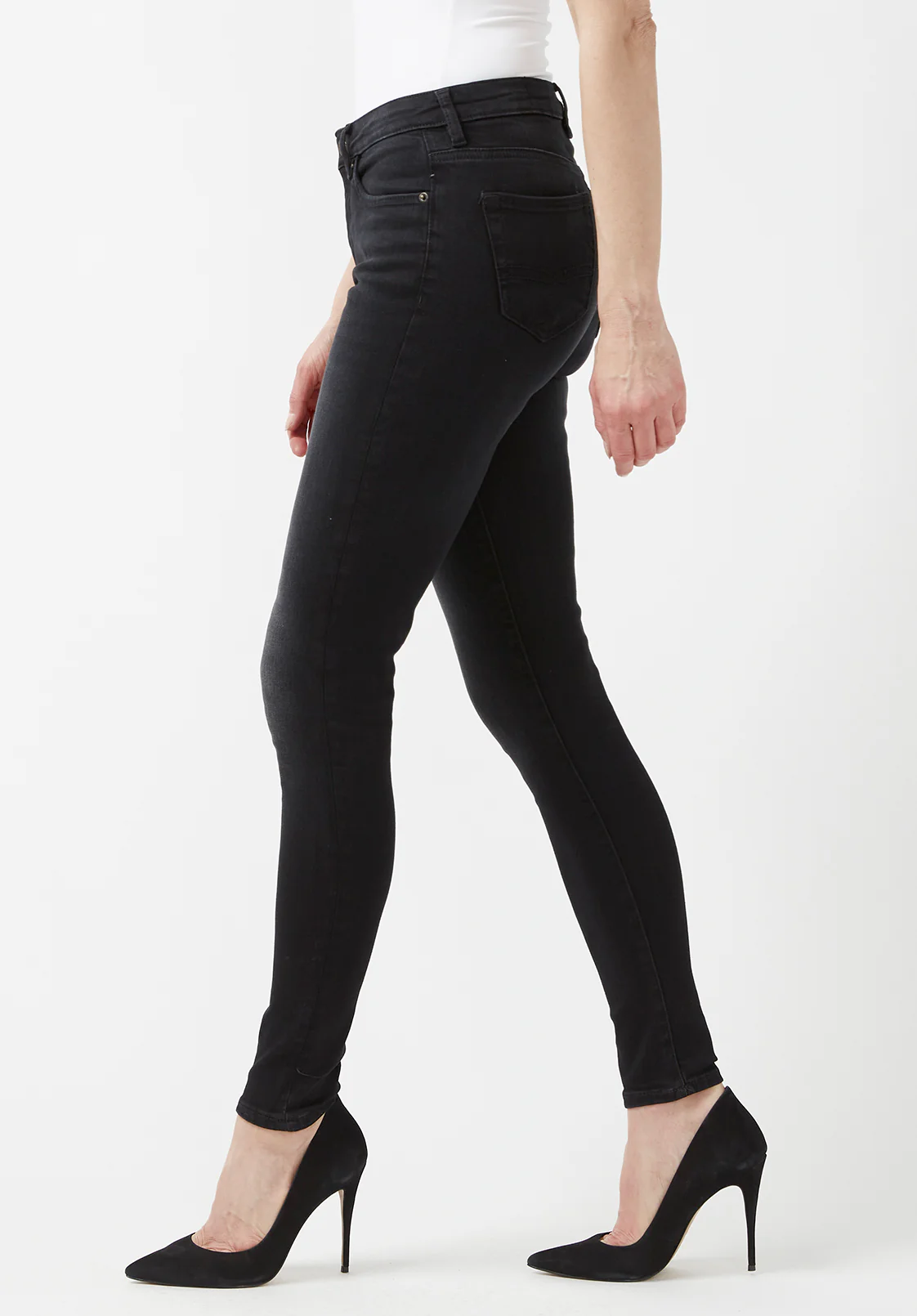 Alexa Women's Mid Rise Skinny Jeans, Faded Black- BL15843 - Image 4