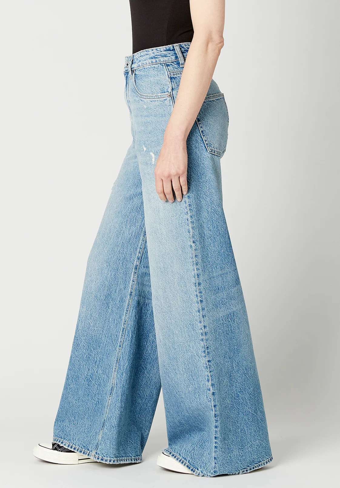 Alice Women's High Rise Super Wide Leg Jeans, Stone Washed and Torn - BL15823 - Image 3