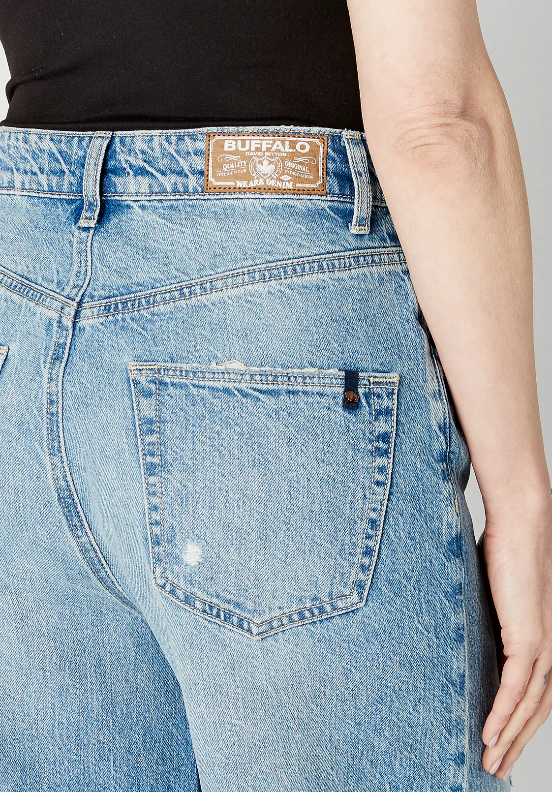 Alice Women's High Rise Super Wide Leg Jeans, Stone Washed and Torn - BL15823 - Image 4