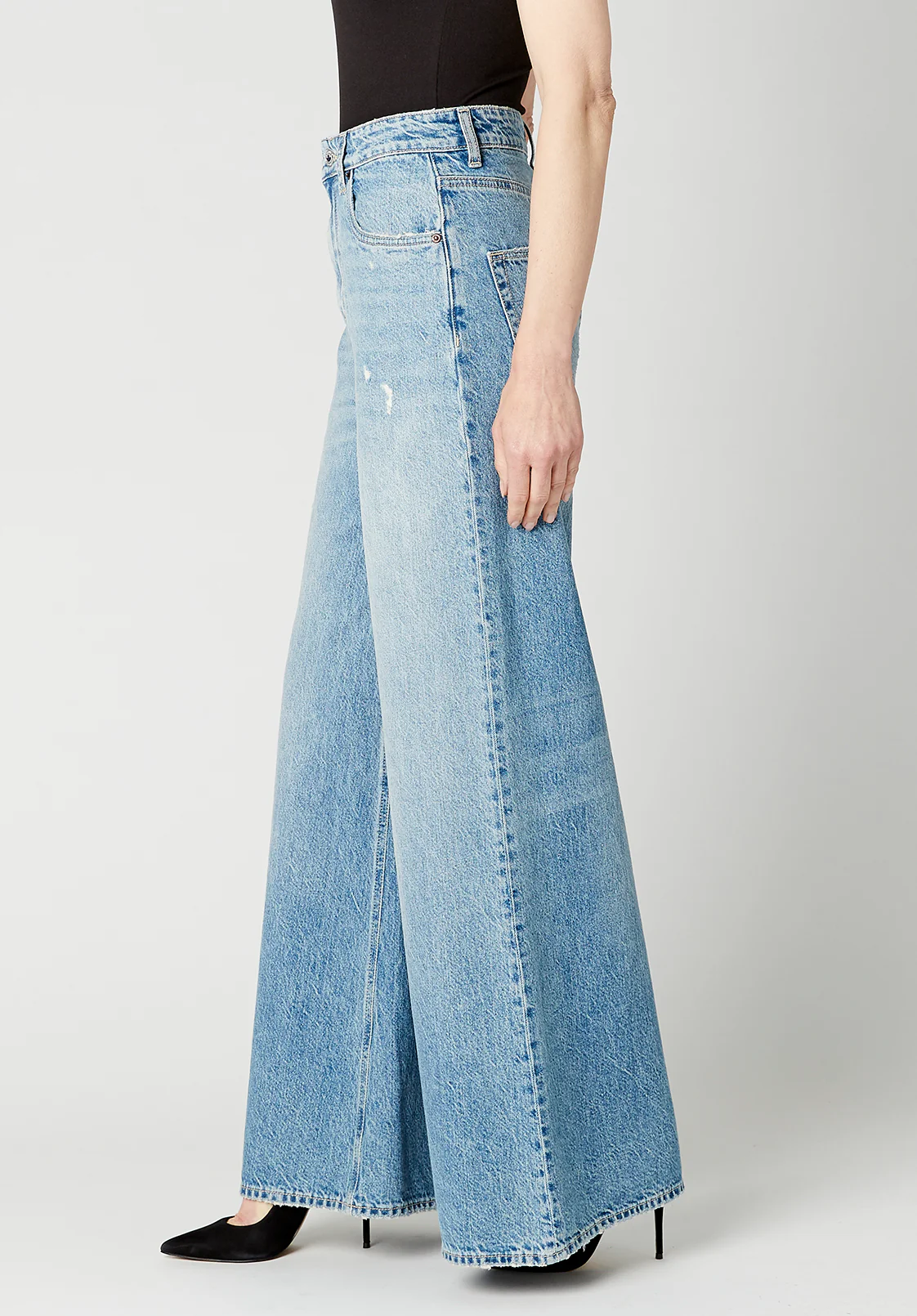Alice Women's High Rise Super Wide Leg Jeans, Stone Washed and Torn - BL15823 - Image 7