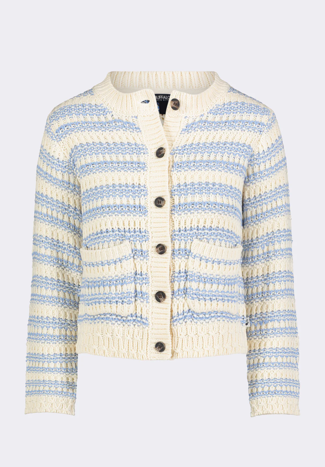 Amaranth Women's Striped Open Knit Cardigan, Cloud - SW0113P - Image 6