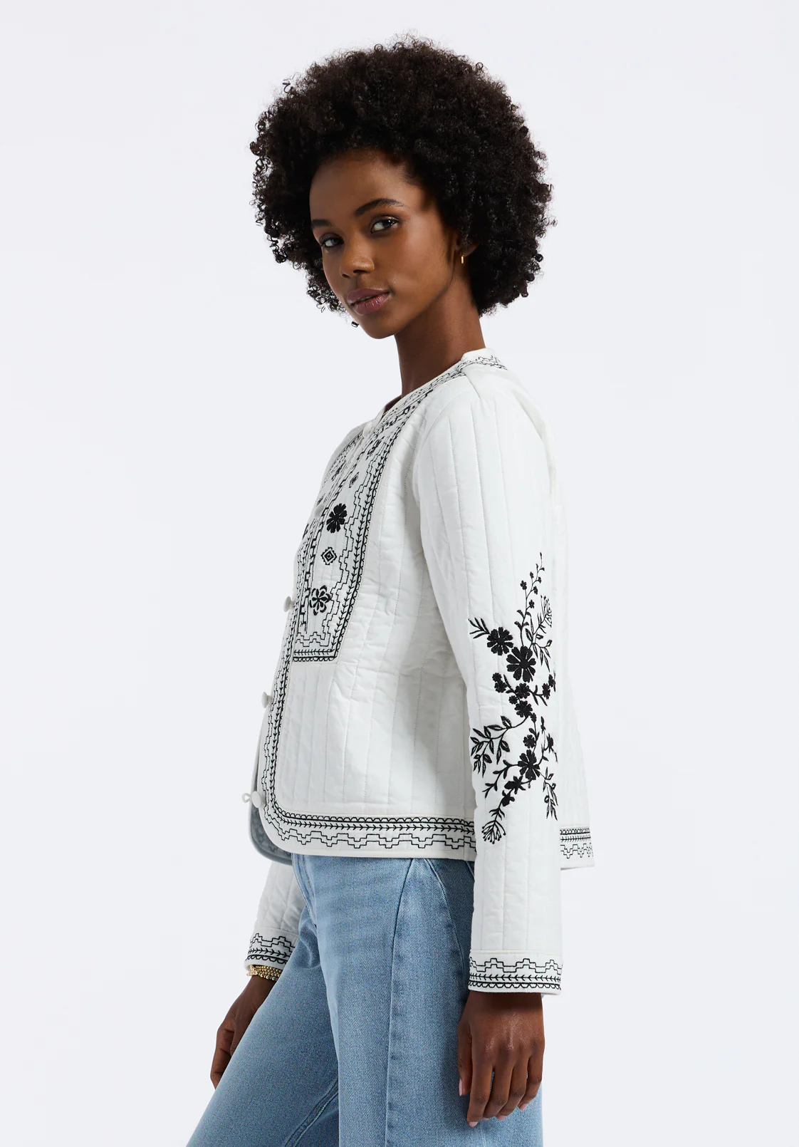 Ashleigh Women's Embroidered Jacket, Egret - JK0048P - Image 3