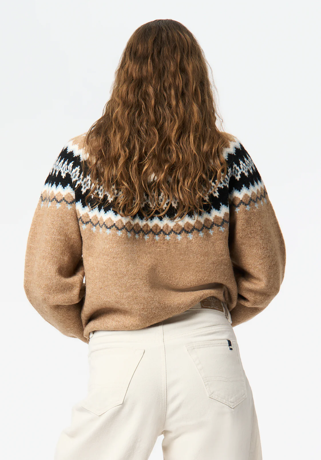 Ashlynne Women's Fair Isle Turtleneck Sweater, Tan - SW0159 - Image 4