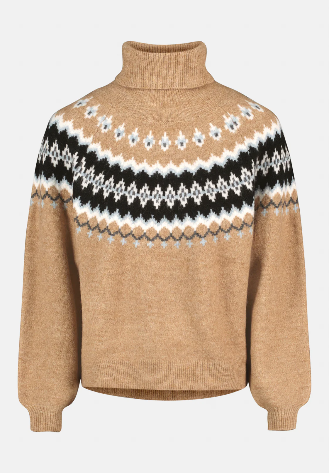 Ashlynne Women's Fair Isle Turtleneck Sweater, Tan - SW0159 - Image 5