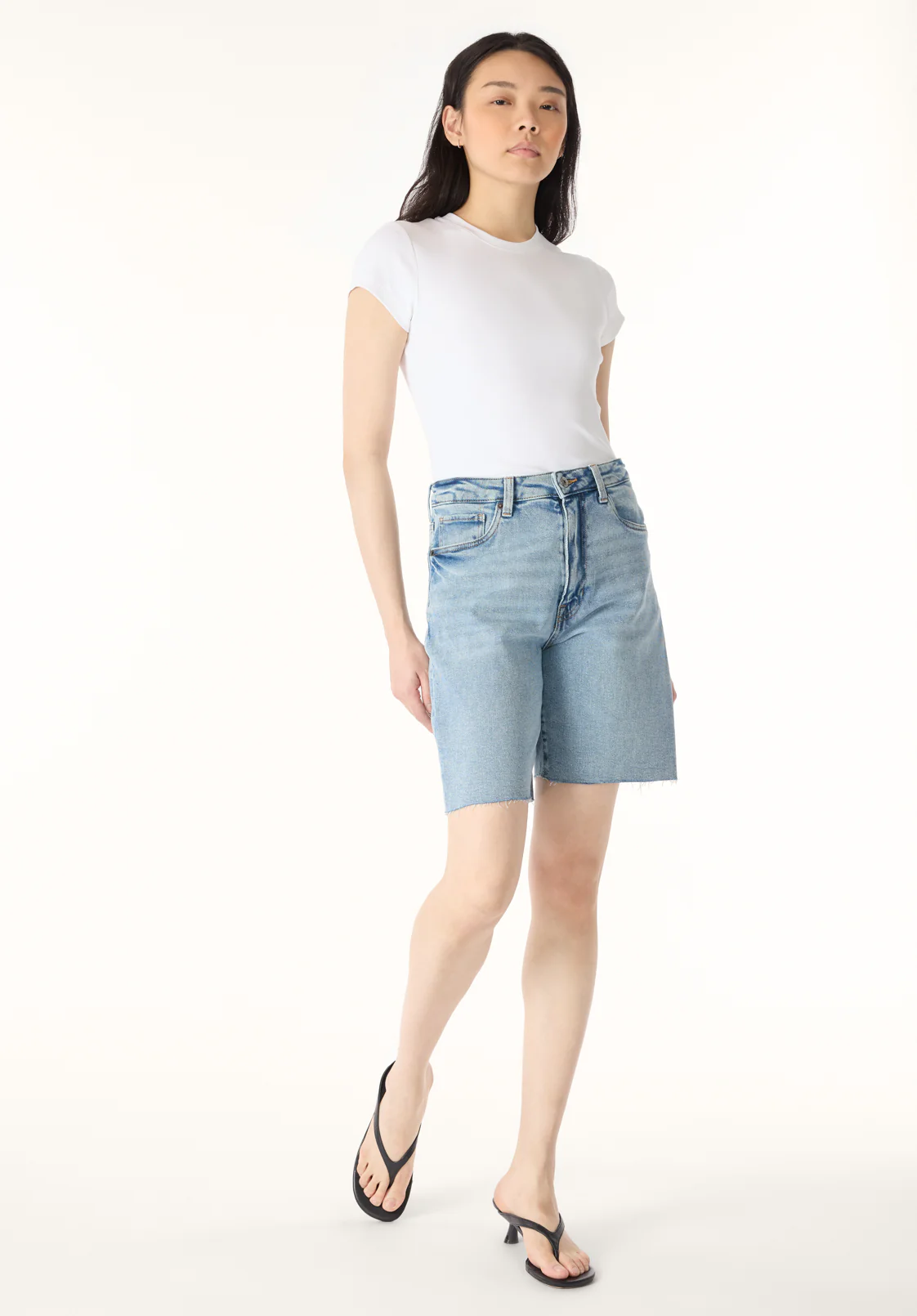 Bambi Women's High Rise Bermuda, Vintage Blue - BL16079