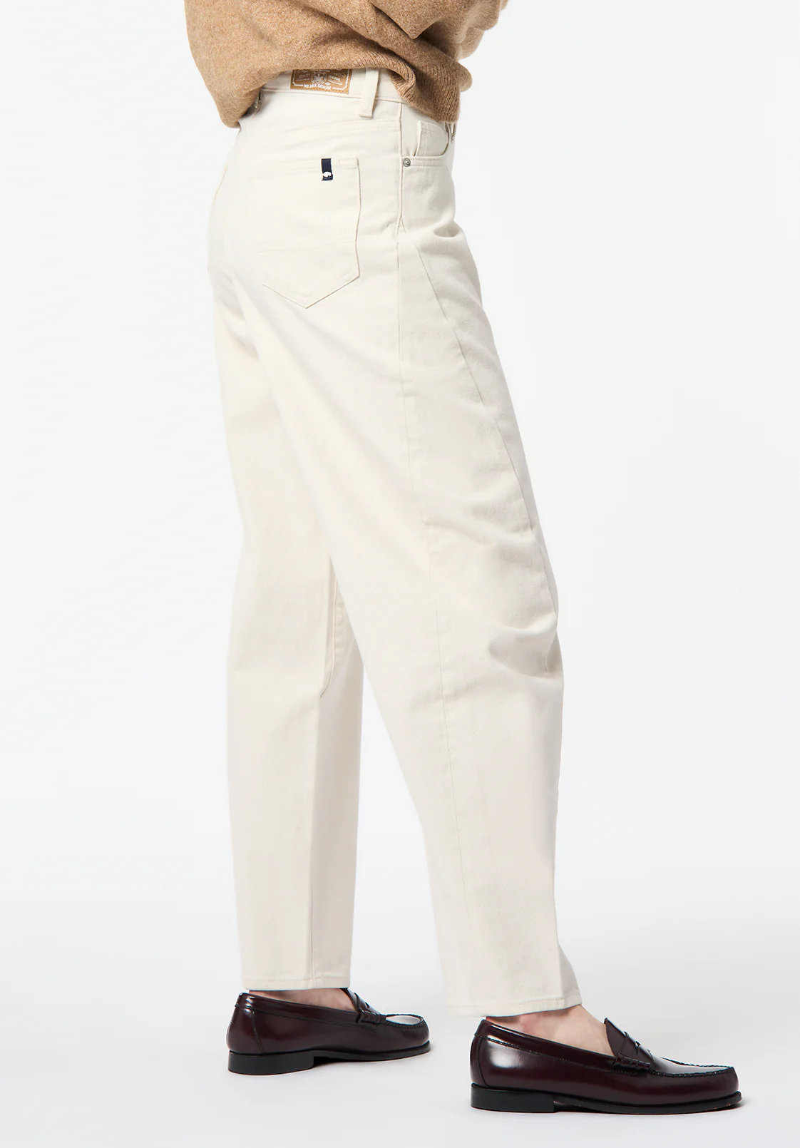 Barbara Women's High Rise Barrel Jeans, Ecru - BL16152 - Image 3