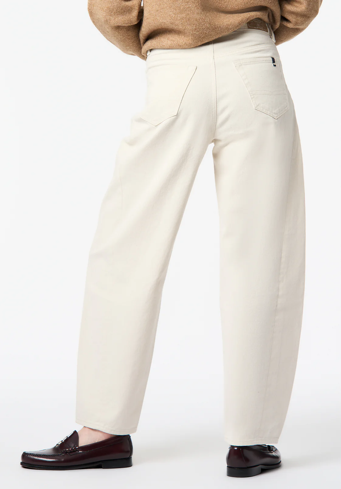 Barbara Women's High Rise Barrel Jeans, Ecru - BL16152 - Image 4