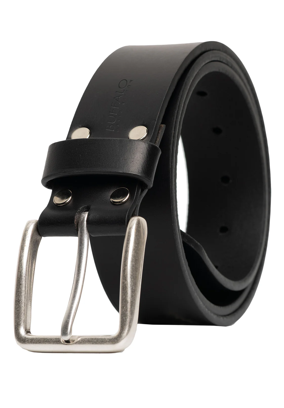 Smooth Full Grain Black Buffalo Leather Belt - BB1001C04 - Image 2