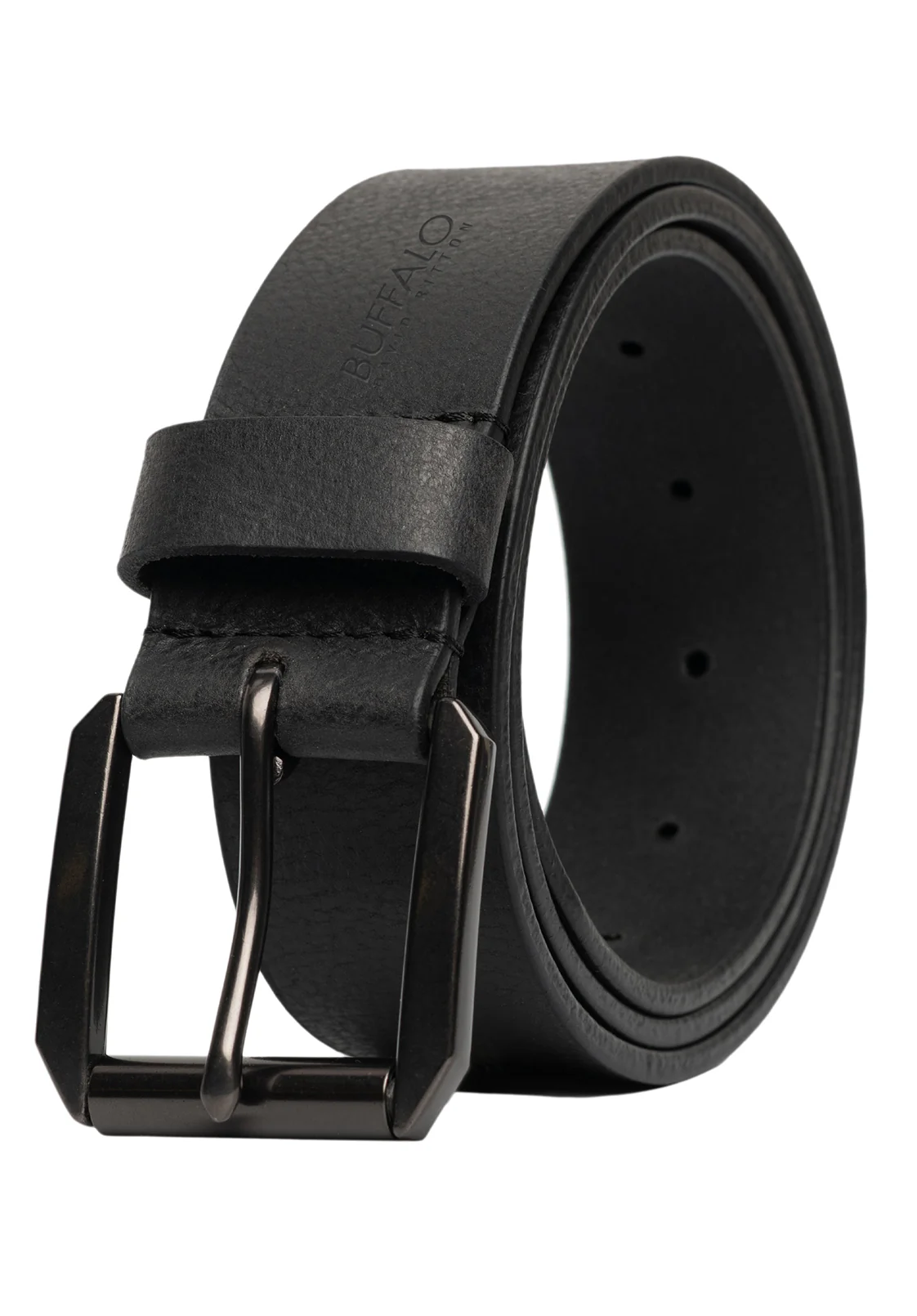 Full Grain Black Buffalo Leather Belt with Blackened Finish - BB1004C04 - Image 2