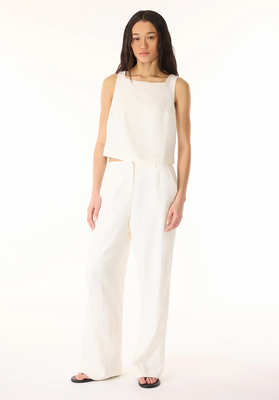 Benedita Women's Sleeveless Linen Top, Blanc - WT0186P