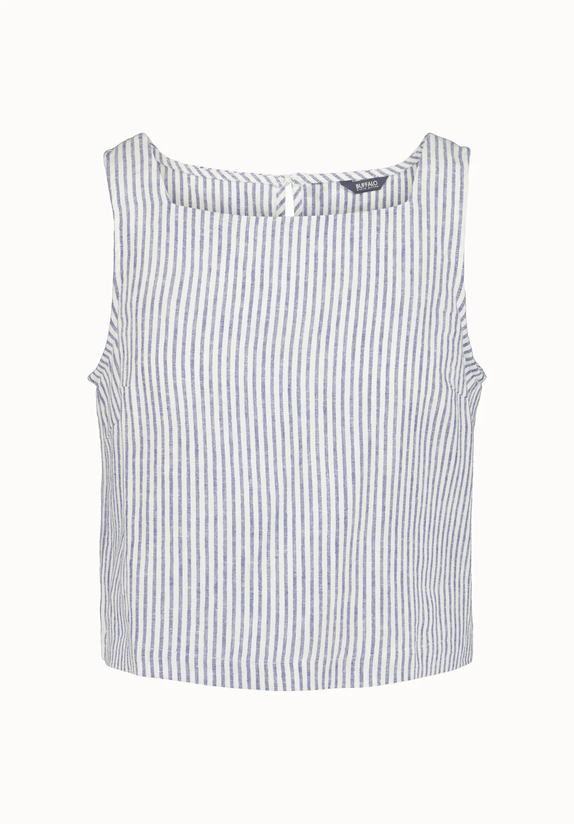 Benedita Women's Sleeveless Striped Linen Top, Navy - WT0198P - Image 5