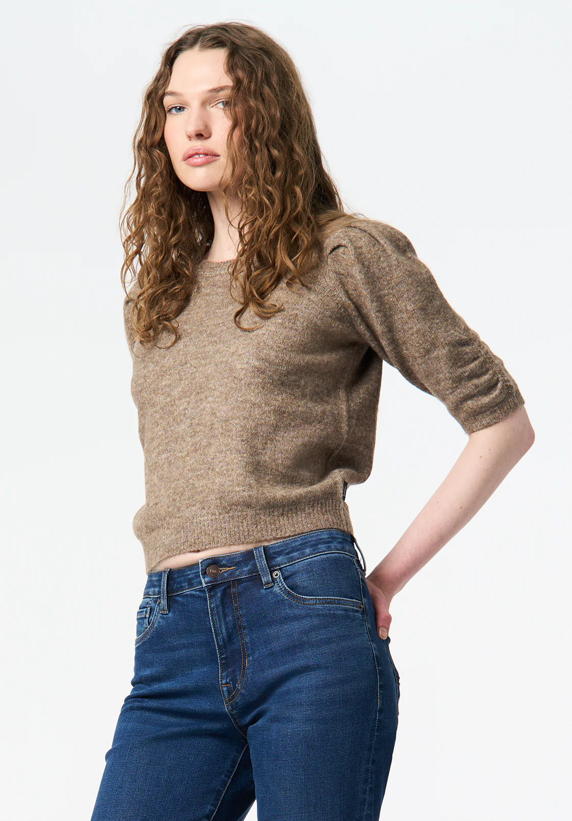 Bettey Women's Puff Sleeve Sweater, Cedar - SW0137 - Image 3
