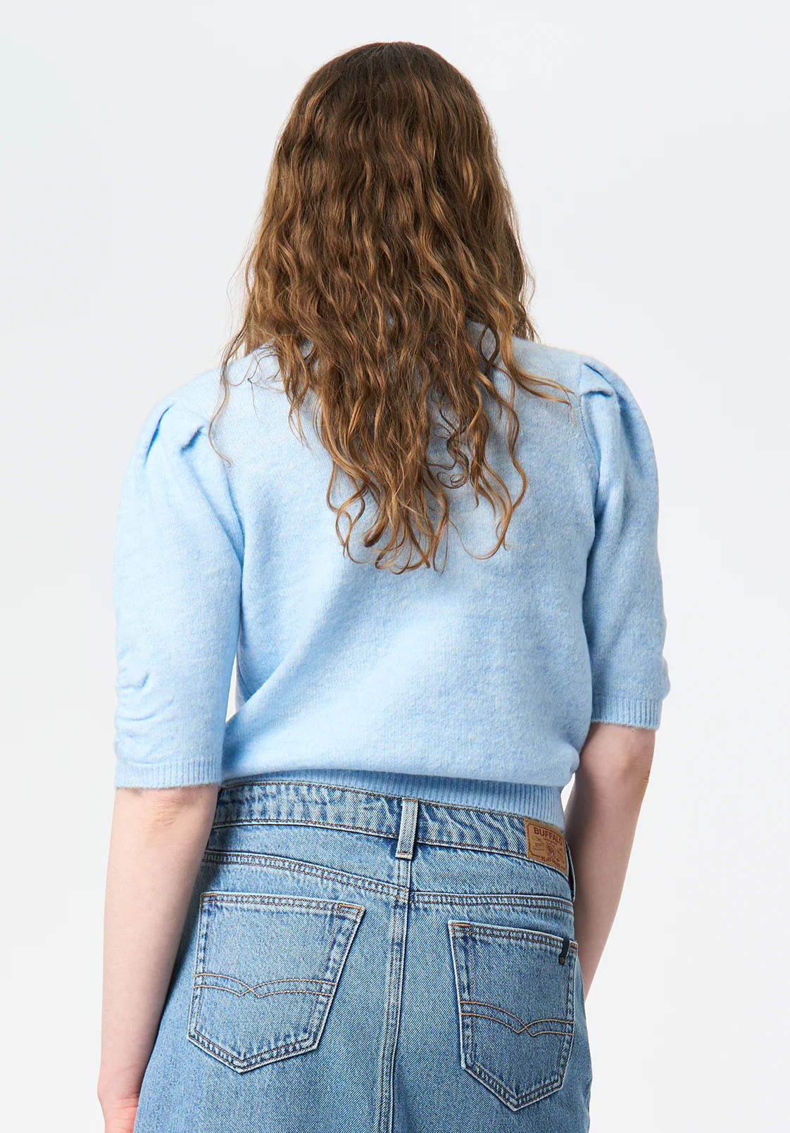 Bettey Women's Puff Sleeve Sweater, Lt Blue - SW0137 - Image 4