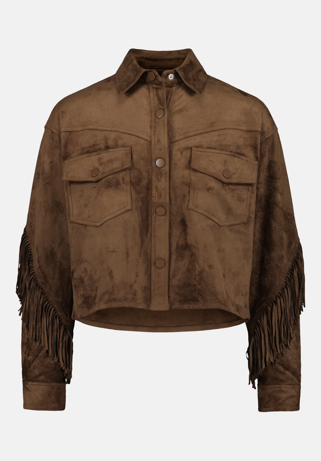 Bibi Women's Faux Suede Cropped Fringe Jacket, Caramel - JK0057 - Image 5