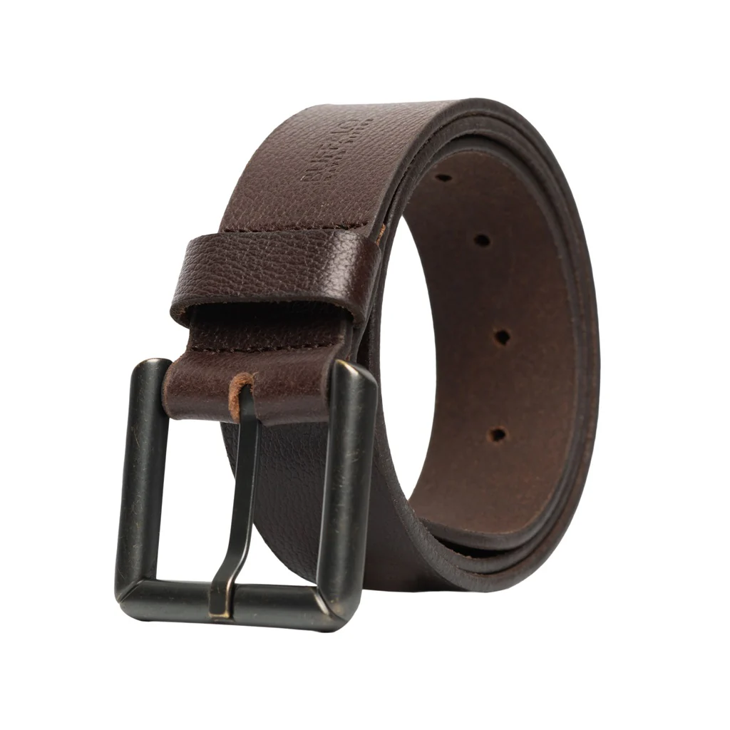 Square Buckle Brown Buffalo Leather Belt - BB1000C13 - Image 2