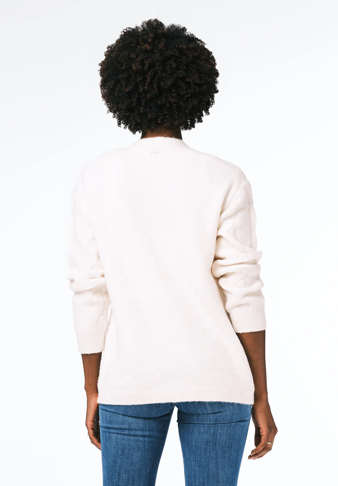 Calynda Women's Cable Knit Button-Up Cardigan, Marshmallow - SW0144 - Image 4