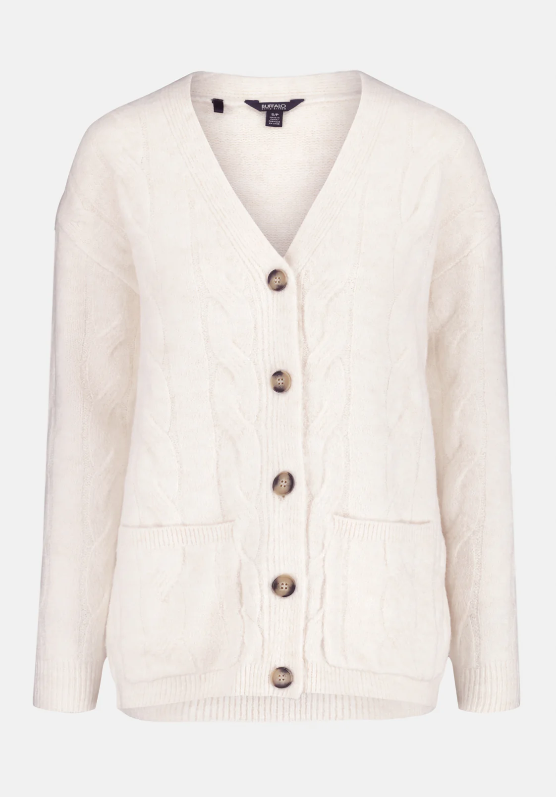 Calynda Women's Cable Knit Button-Up Cardigan, Marshmallow - SW0144 - Image 5