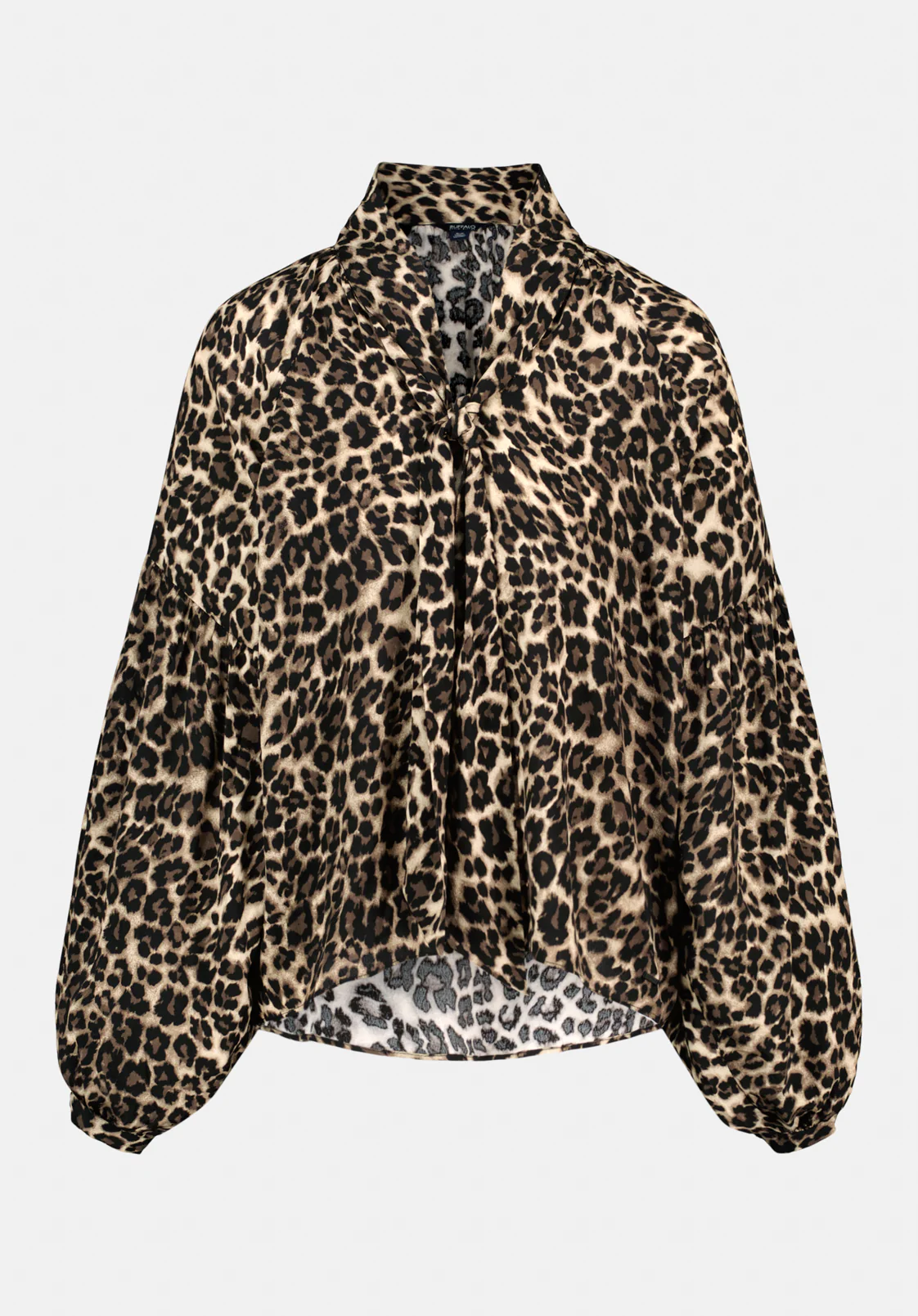 Carissa Women's Puff Sleeve Leopard Print Tie Neck Blouse, Leopard - WT0207 - Image 5