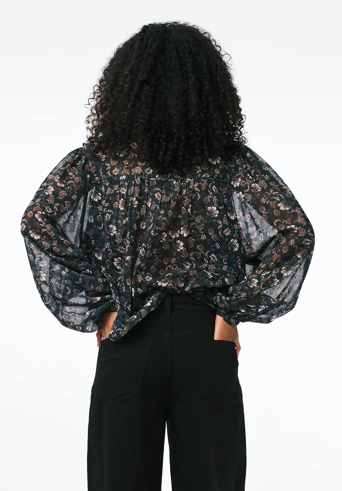 Clara Women's Anne Sheer Floral Button-Front Blouse, Vintage Floral - WT0205 - Image 4