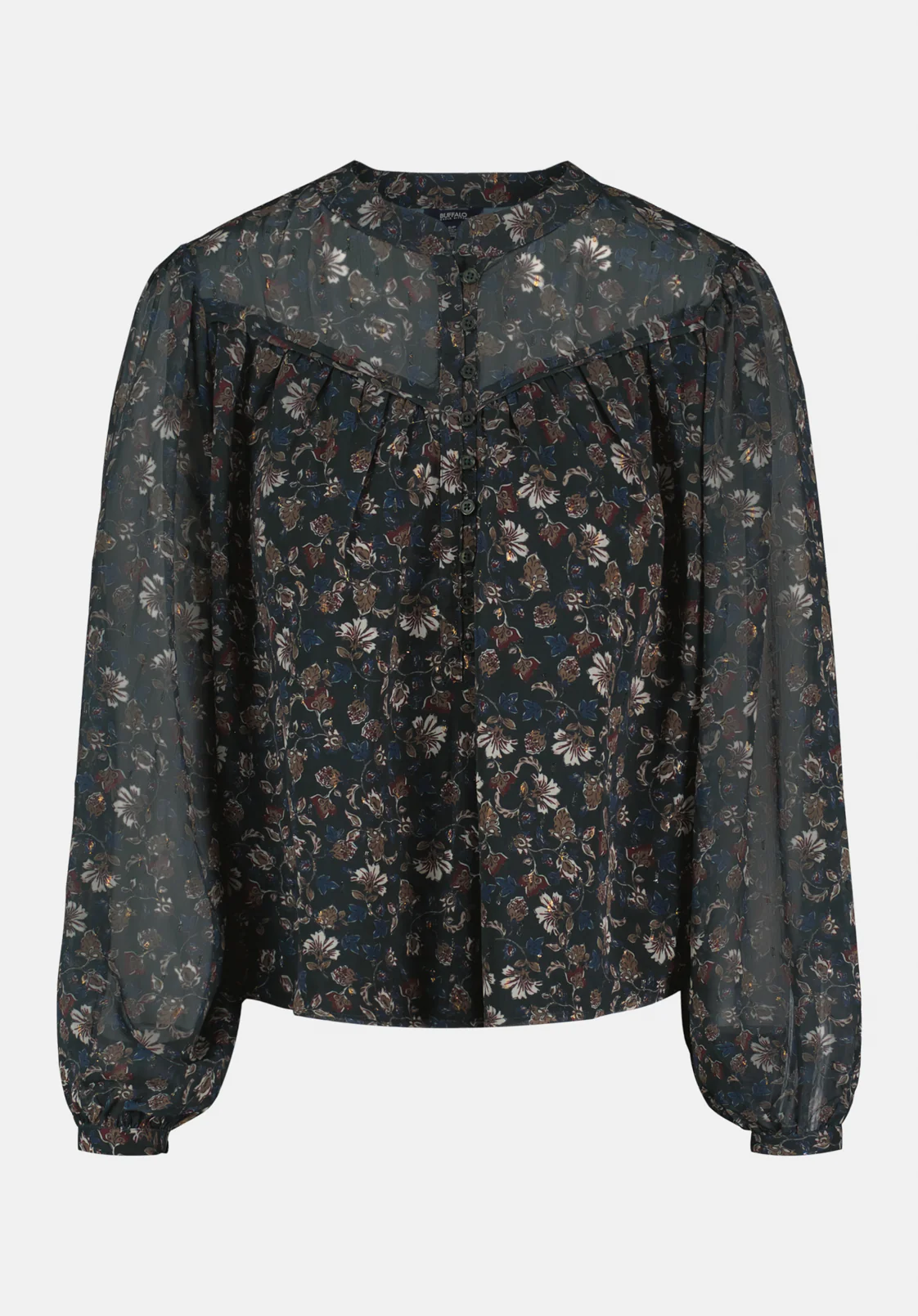 Clara Women's Anne Sheer Floral Button-Front Blouse, Vintage Floral - WT0205 - Image 5
