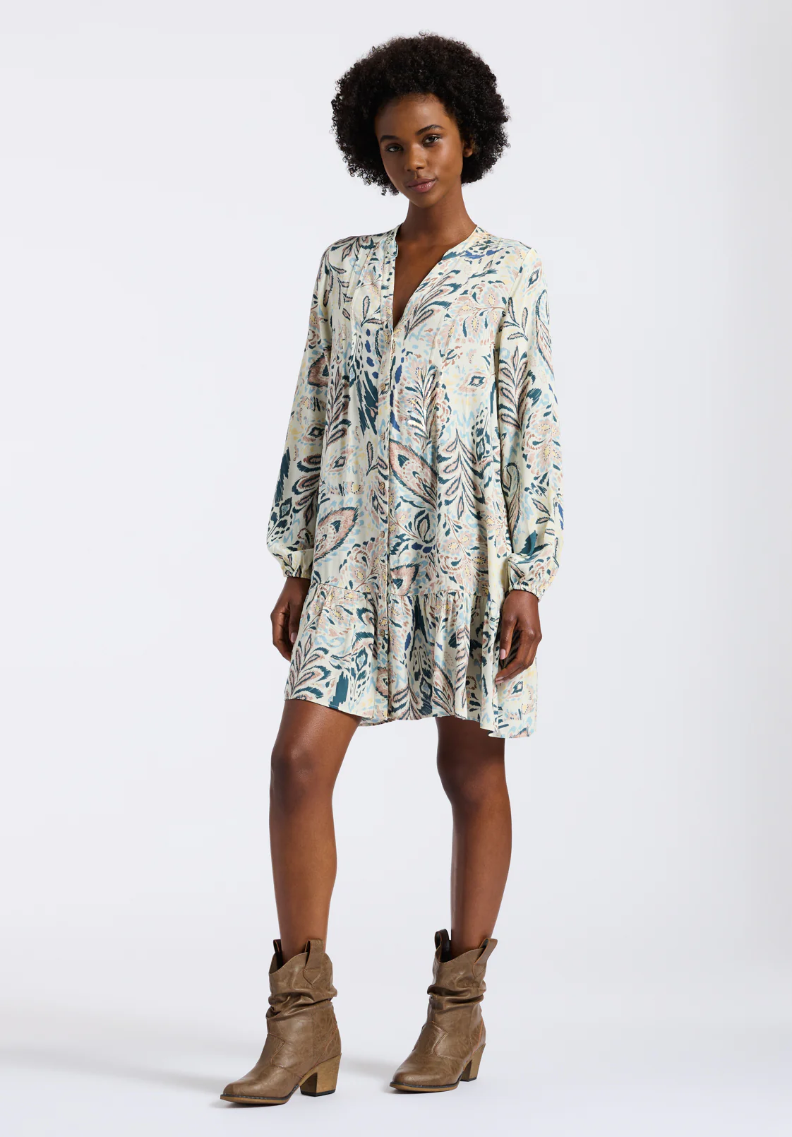 Darya Women's Printed Tiered Mini Dress, Paisley - WD0089P - Image 3